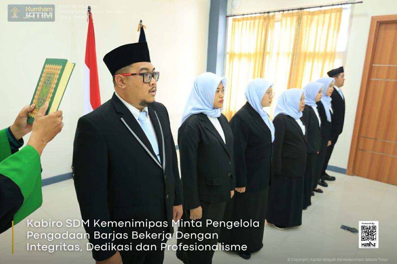 Kabiro SDM Kemenimipas Minta Pengelola Pengadaan Barjas Bekerja Dengan Integritas, Dedikasi dan Profesionalisme