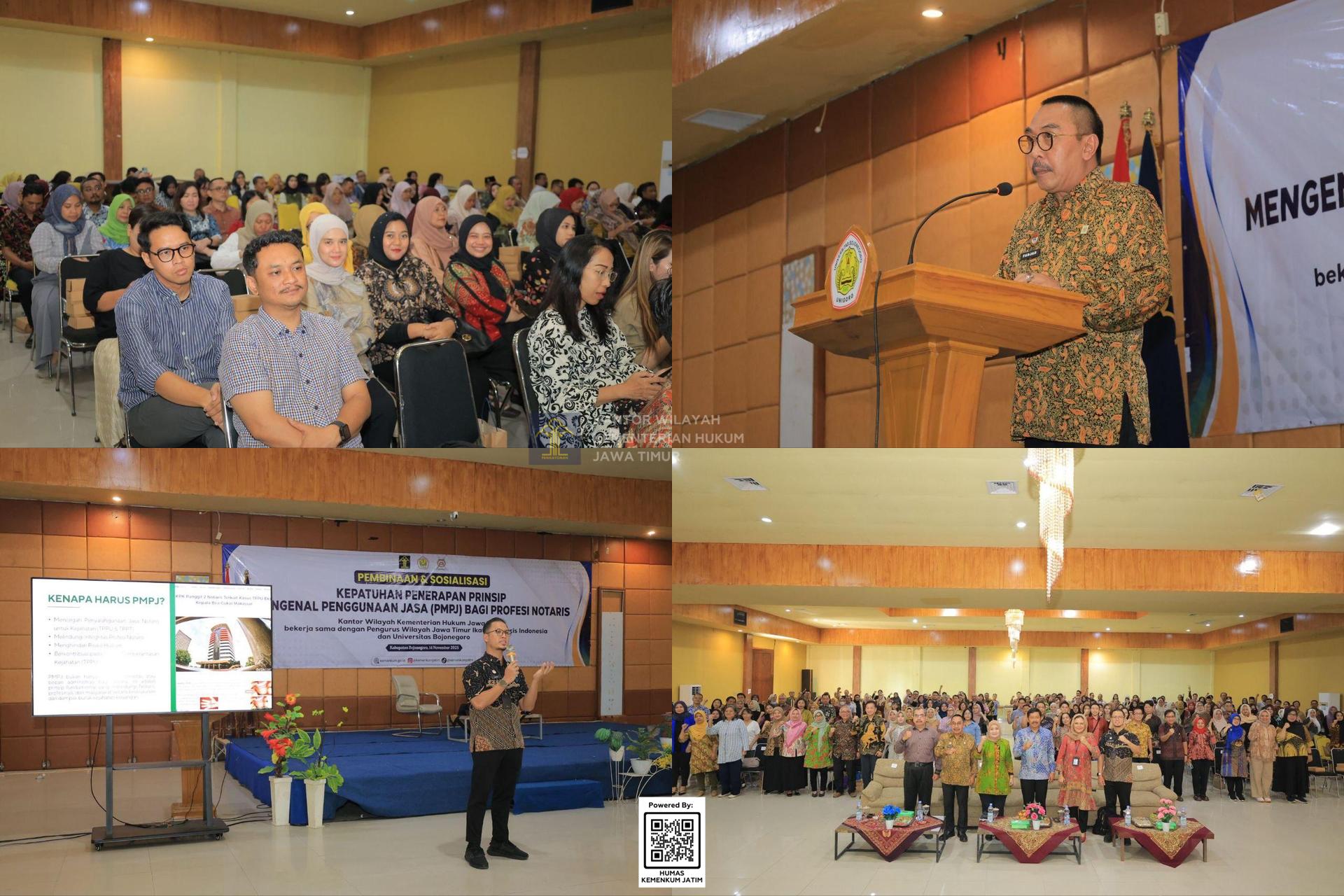 Kolase Ratusan Notaris Bakorwil Bojonegoro Ikuti Pembinaan Kepatuhan PMPJ