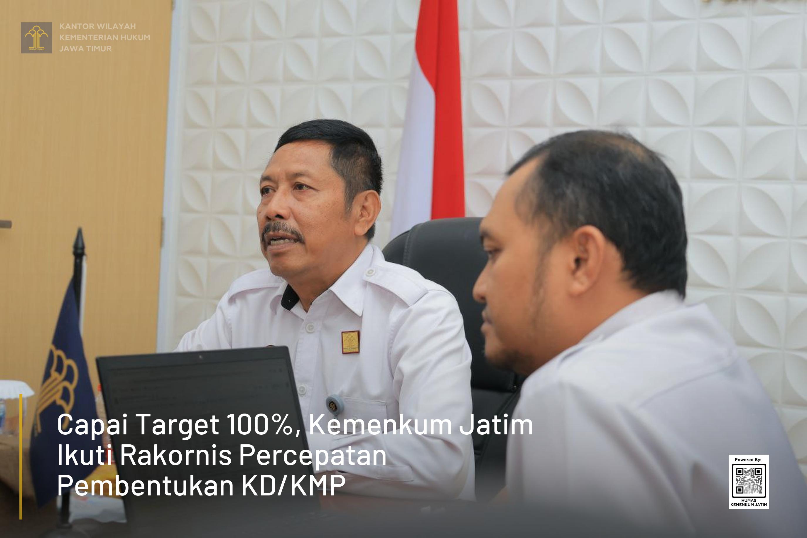 Capai Target 100%, Kemenkum Jatim Ikuti Rakornis Percepatan Pembentukan KD/KMP