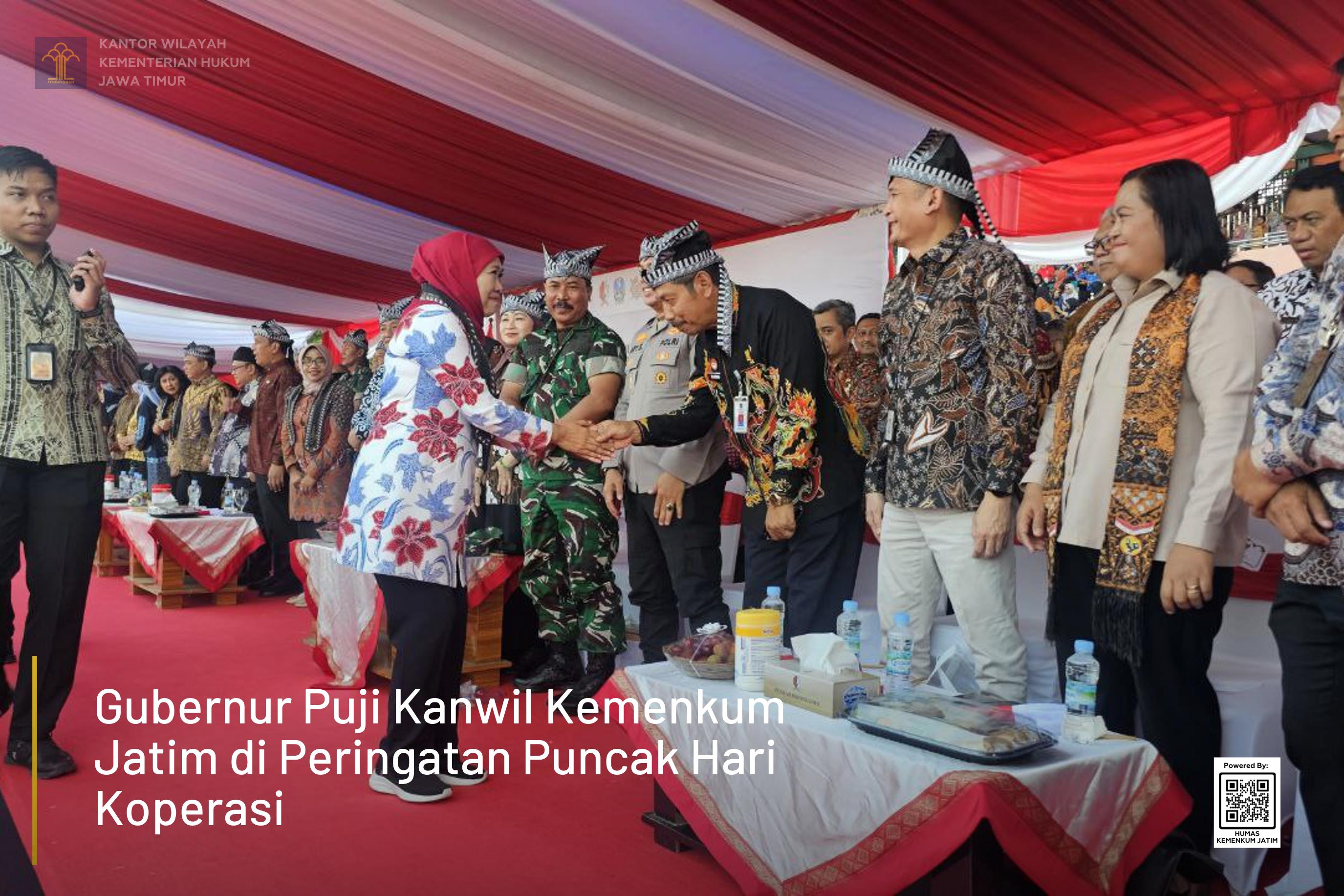 Gubernur Puji Kanwil Kemenkum Jatim di Peringatan Puncak Hari Koperasi