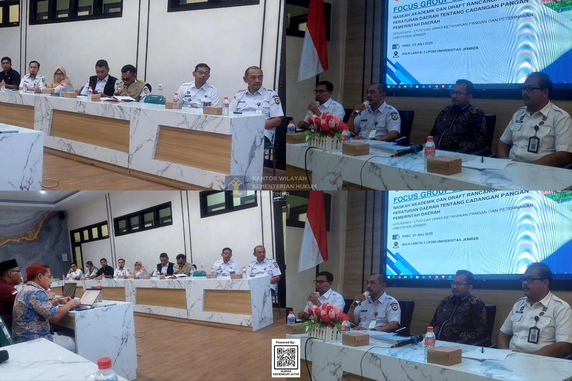Kolase FGD Raperda Cadangan Pangan, Kanwil Kemenkum Jatim Dorong Penataan Ulang Substansi dan Sistematika