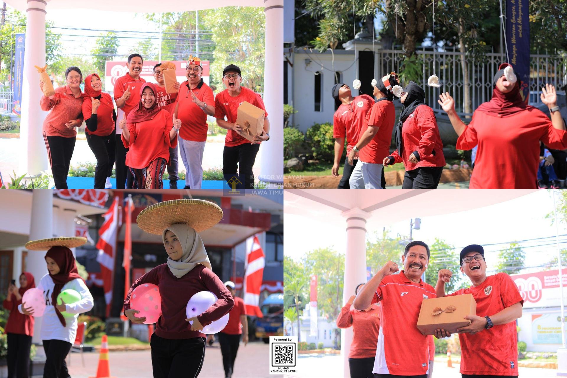 Kolase Kanwil Kemenkum Jatim Gelar Lomba Tradisional, Semarakkan HUT ke-80 RI