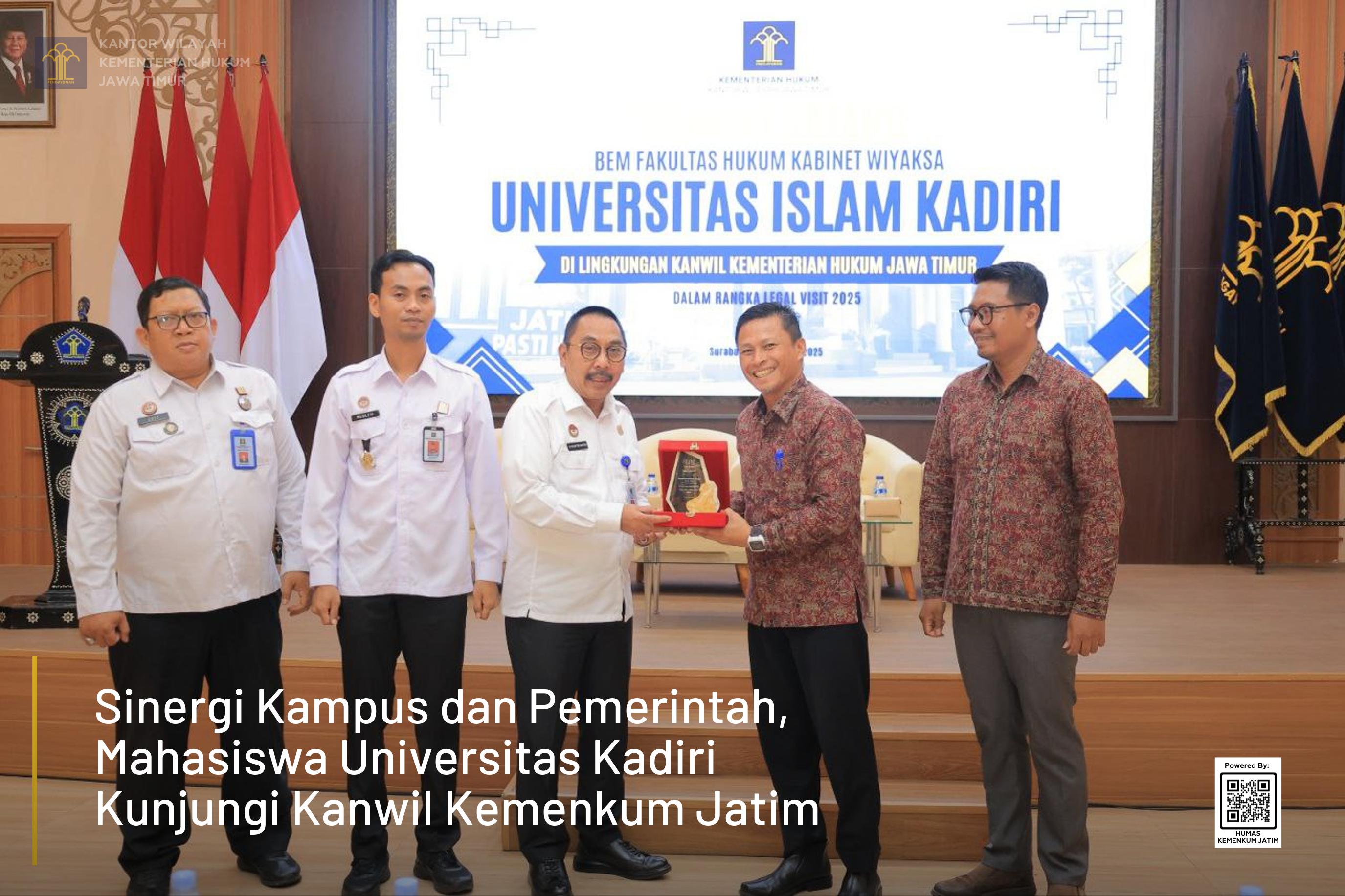 Sinergi Kampus dan Pemerintah, Mahasiswa Universitas Kadiri Kunjungi Kanwil Kemenkum Jatim