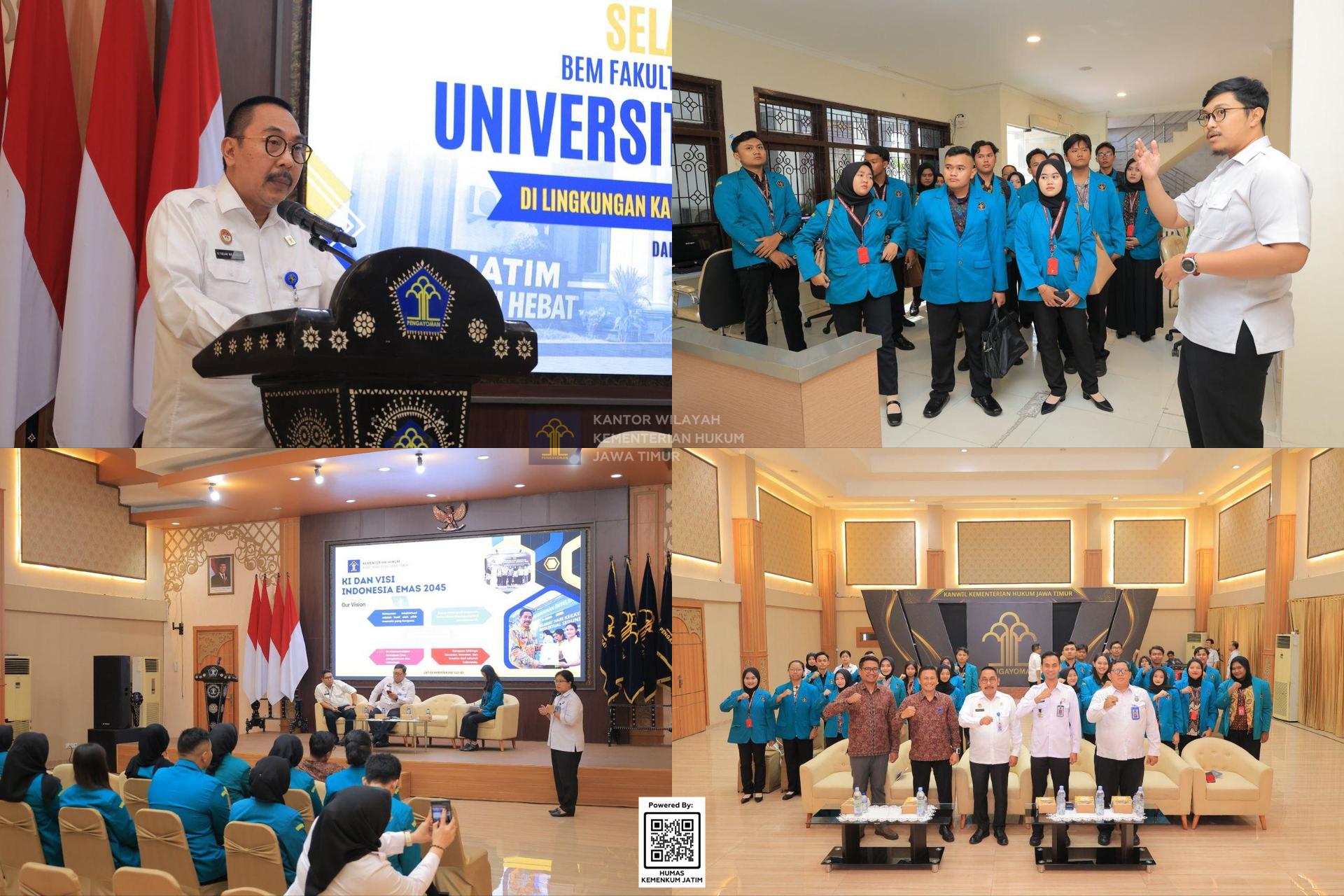 Kolase Sinergi Kampus dan Pemerintah, Mahasiswa Universitas Kadiri Kunjungi Kanwil Kemenkum Jatim