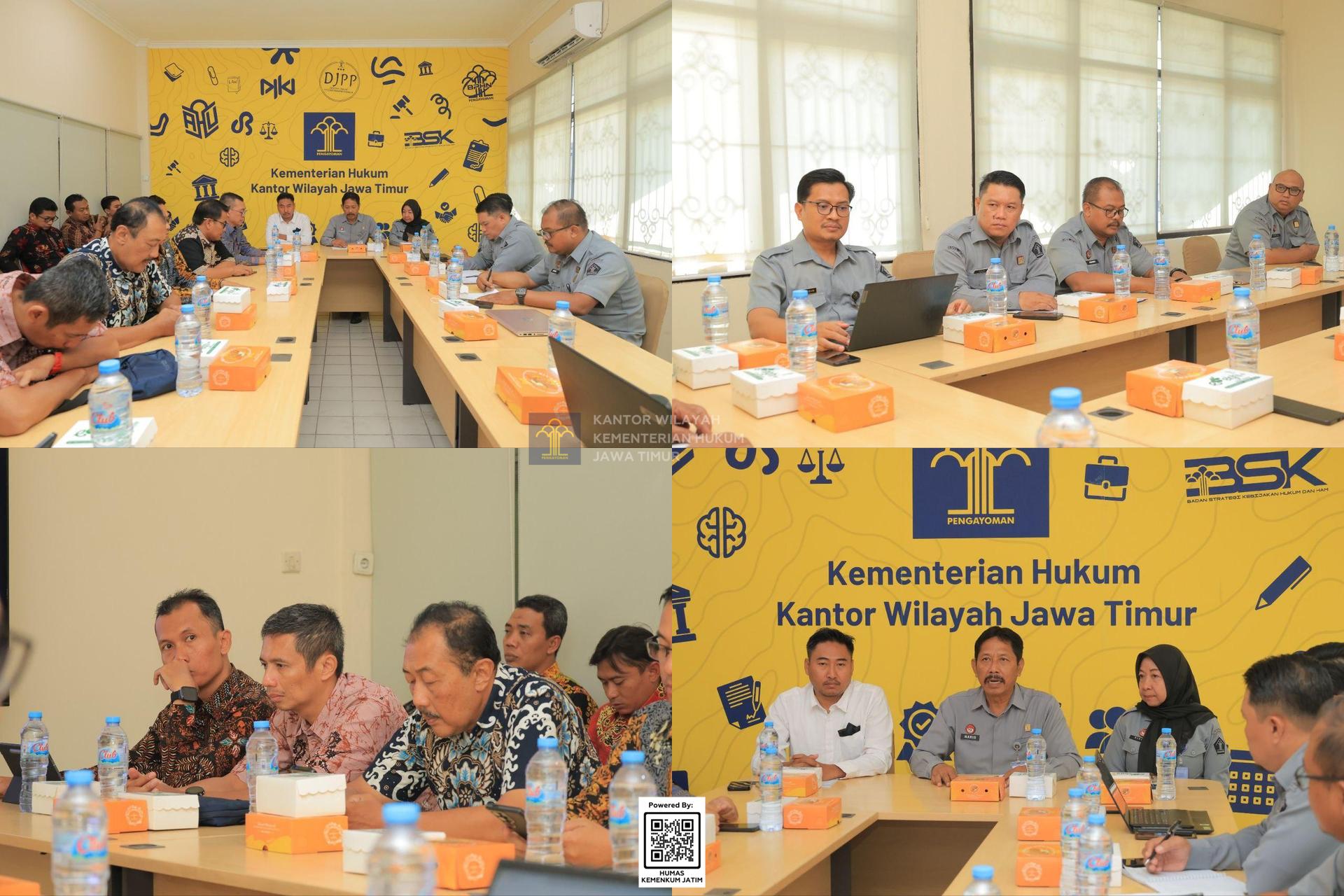 Kolase Kanwil Kemenkum Jatim Gelar Rapat Pra Harmonisasi Raperda Trantibum Linmas Banyuwangi