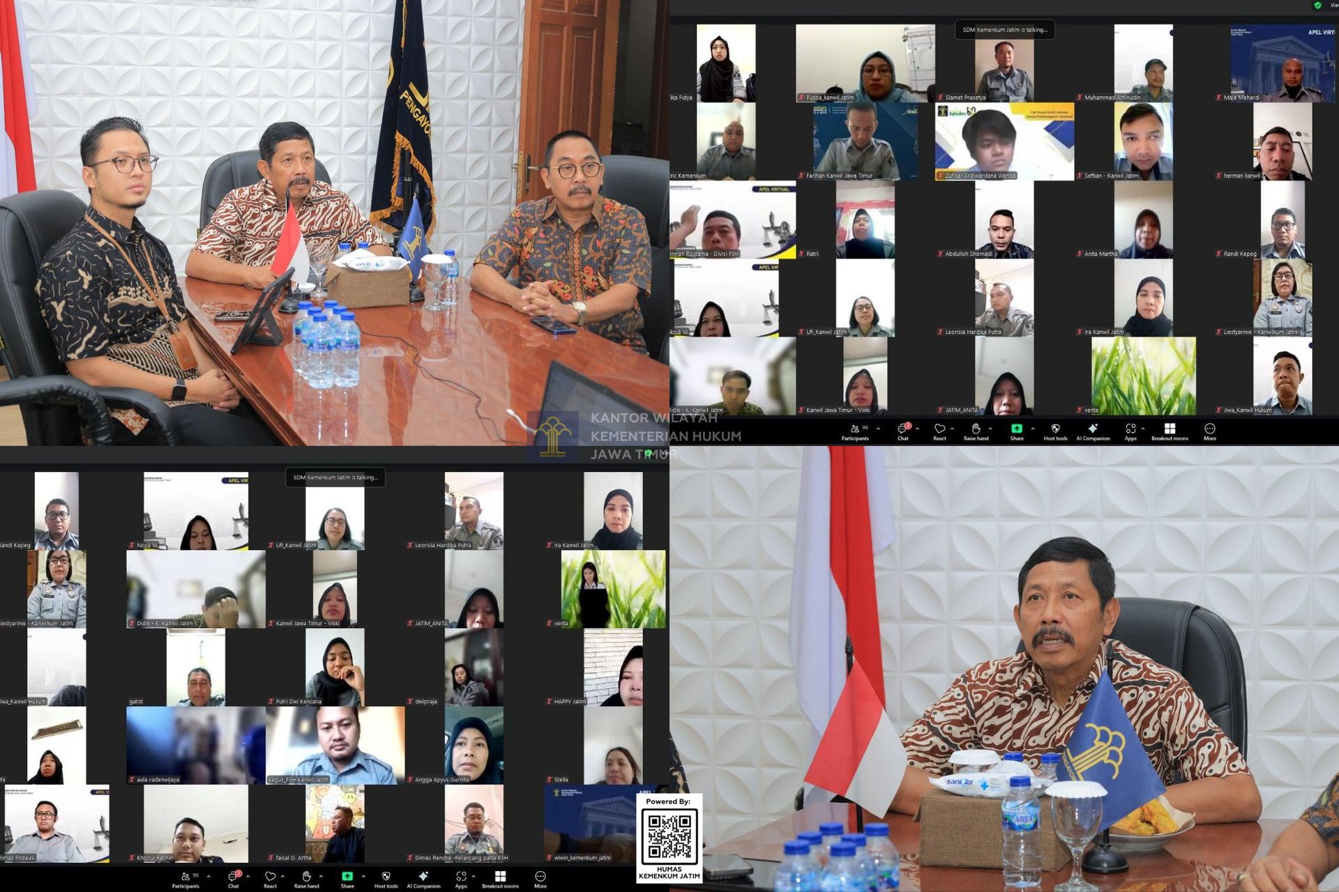 Kolase Kemenkum Jatim Gelar Apel Pagi Virtual, Kakanwil Ingatkan ASN Jaga Kondusivitas dan Bijak Bermedia Sosial