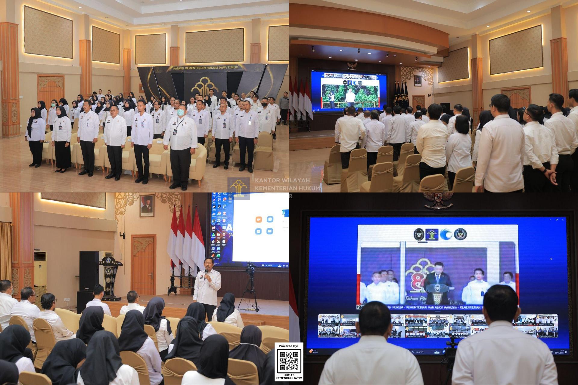 Kolase Kemenkum Jatim Ikuti Apel Bersama Jajaran Kemenko Kumham Imipas