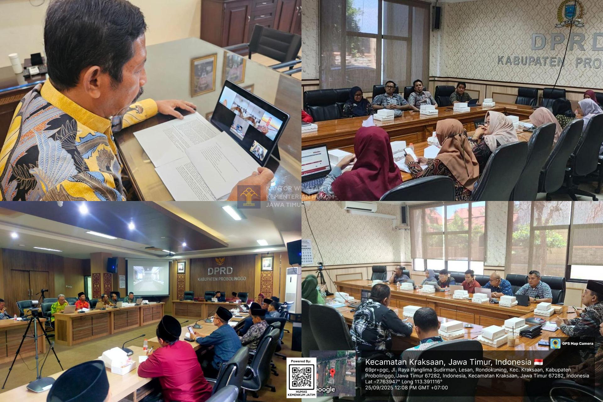 Kolase Penyusunan Naskah Akademik dan Harmonisasi Lima Raperda Inisiatif DPRD Probolinggo Masuki Tahap Akhir