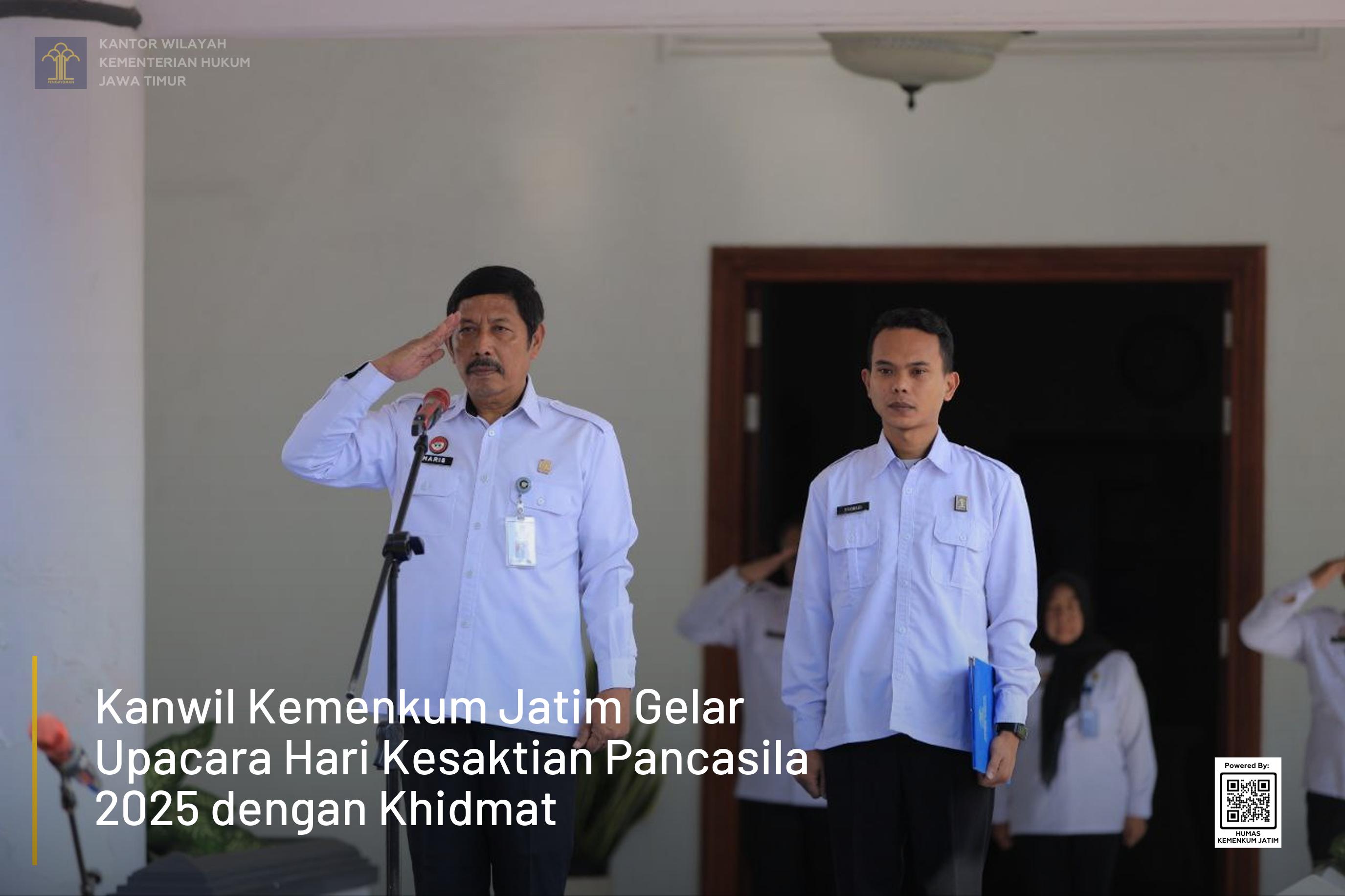 Kanwil Kemenkum Jatim Gelar Upacara Hari Kesaktian Pancasila 2025 dengan Khidmat