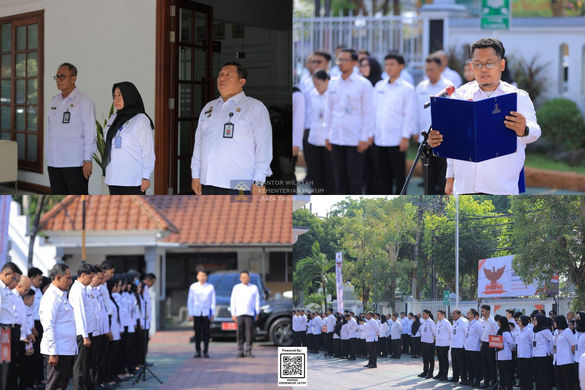 Kolase Kanwil Kemenkum Jatim Gelar Upacara Hari Kesaktian Pancasila 2025 dengan Khidmat