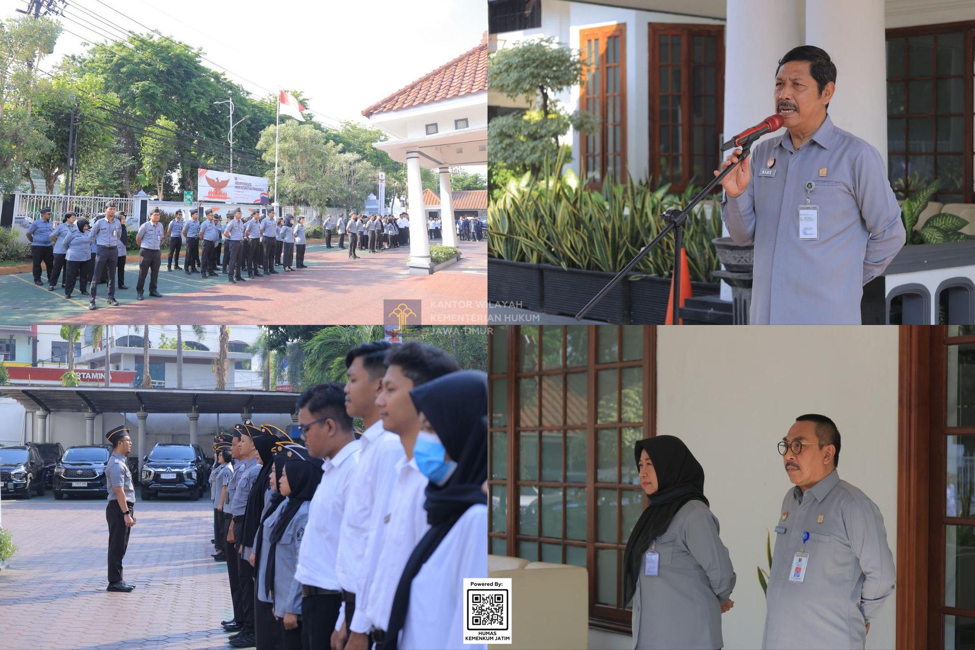 Kolase Kakanwil Kemenkum Jatim Ajak Pegawai Perkuat Pelayanan dan Kedisiplinan