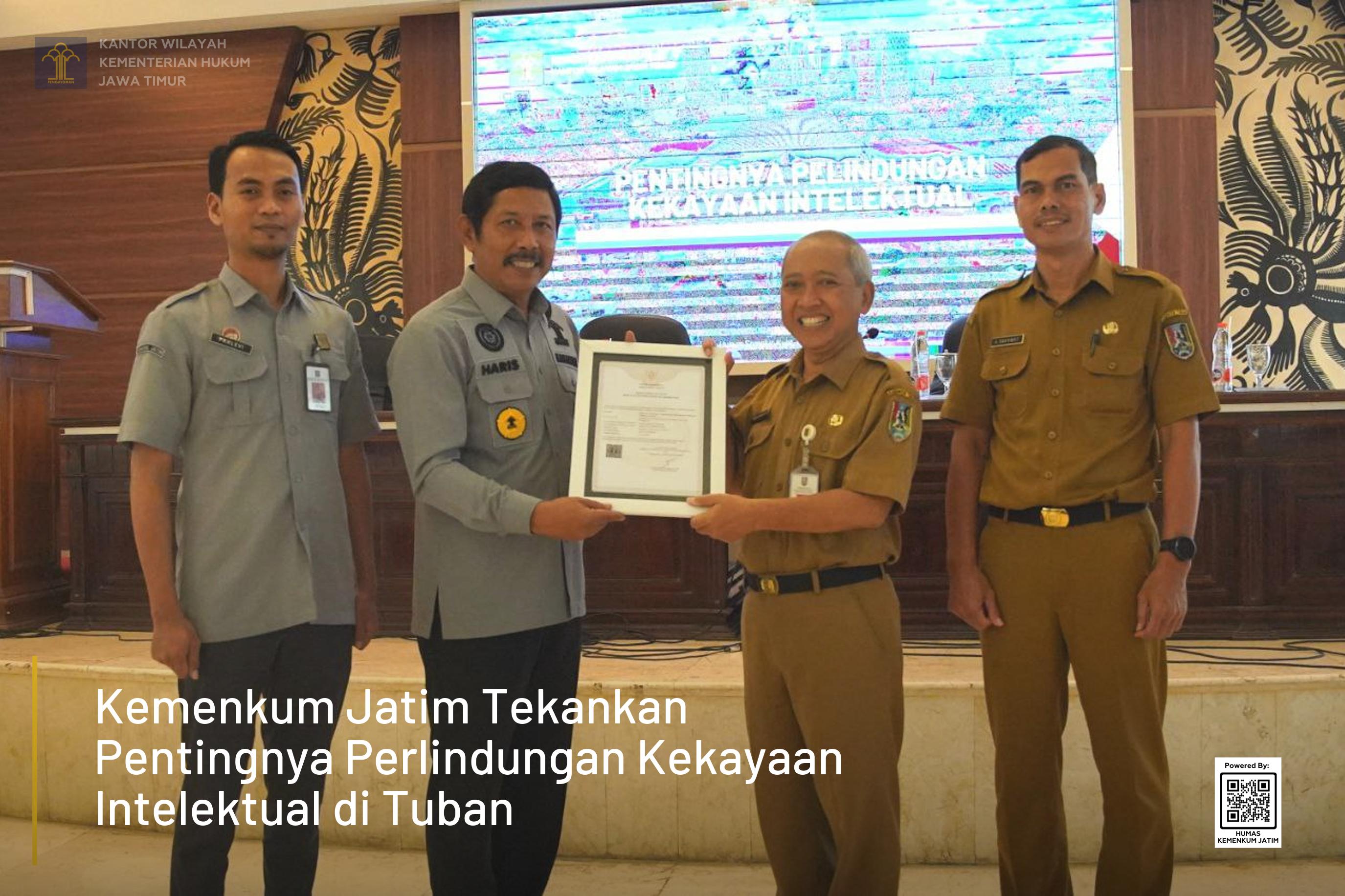 Kemenkum Jatim Tekankan Pentingnya Perlindungan Kekayaan Intelektual di Tuban