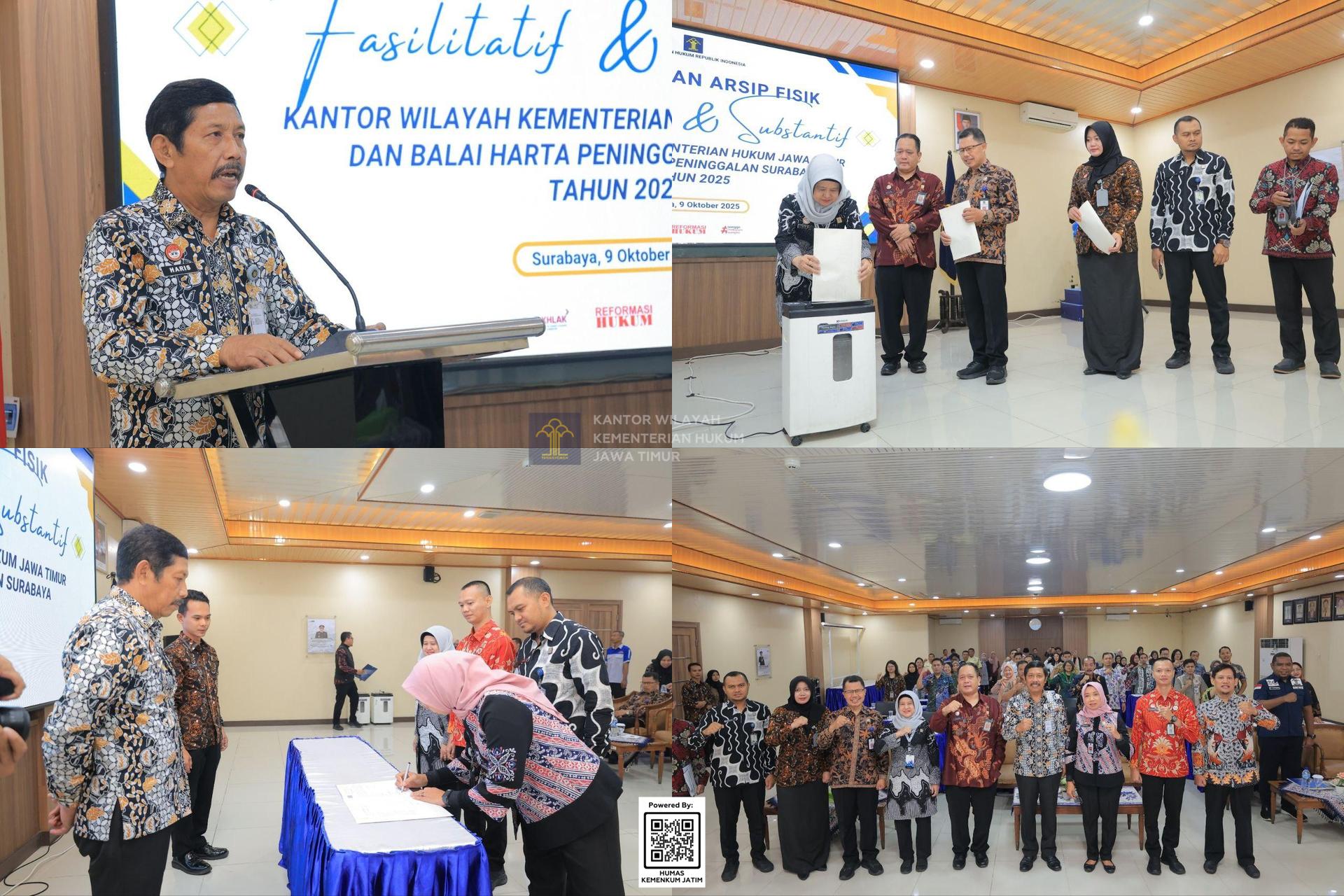 Kolase Musnahkan 418 Berkas Arsip, Kemenkum Jatim Dorong Transformasi Digital Kearsipan