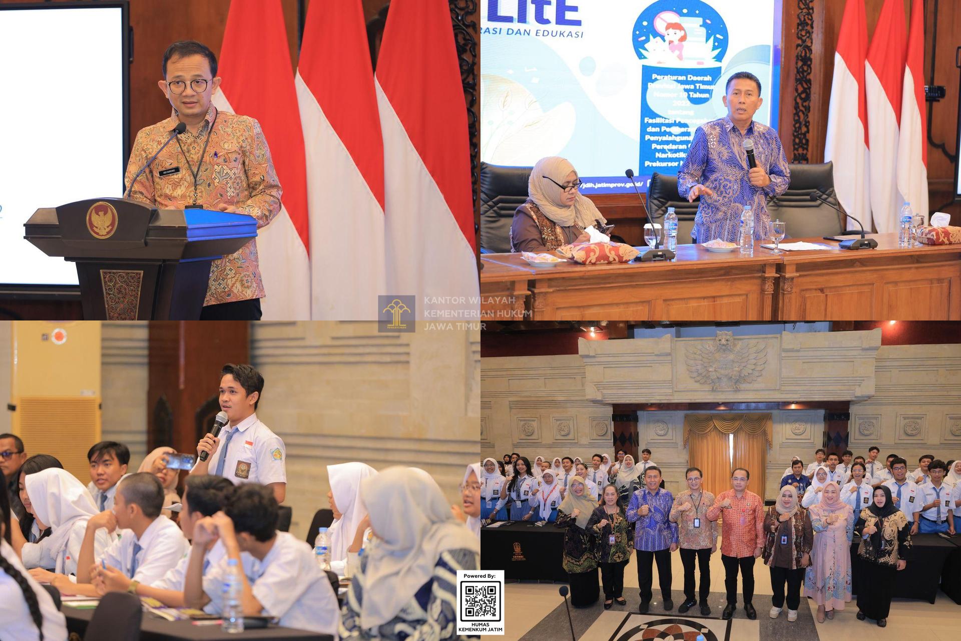 Kolase Sinergi Kemenkum dan Biro Hukum Setda Jatim Bangun Kesadaran Hukum Bagi Pelajar Surabaya