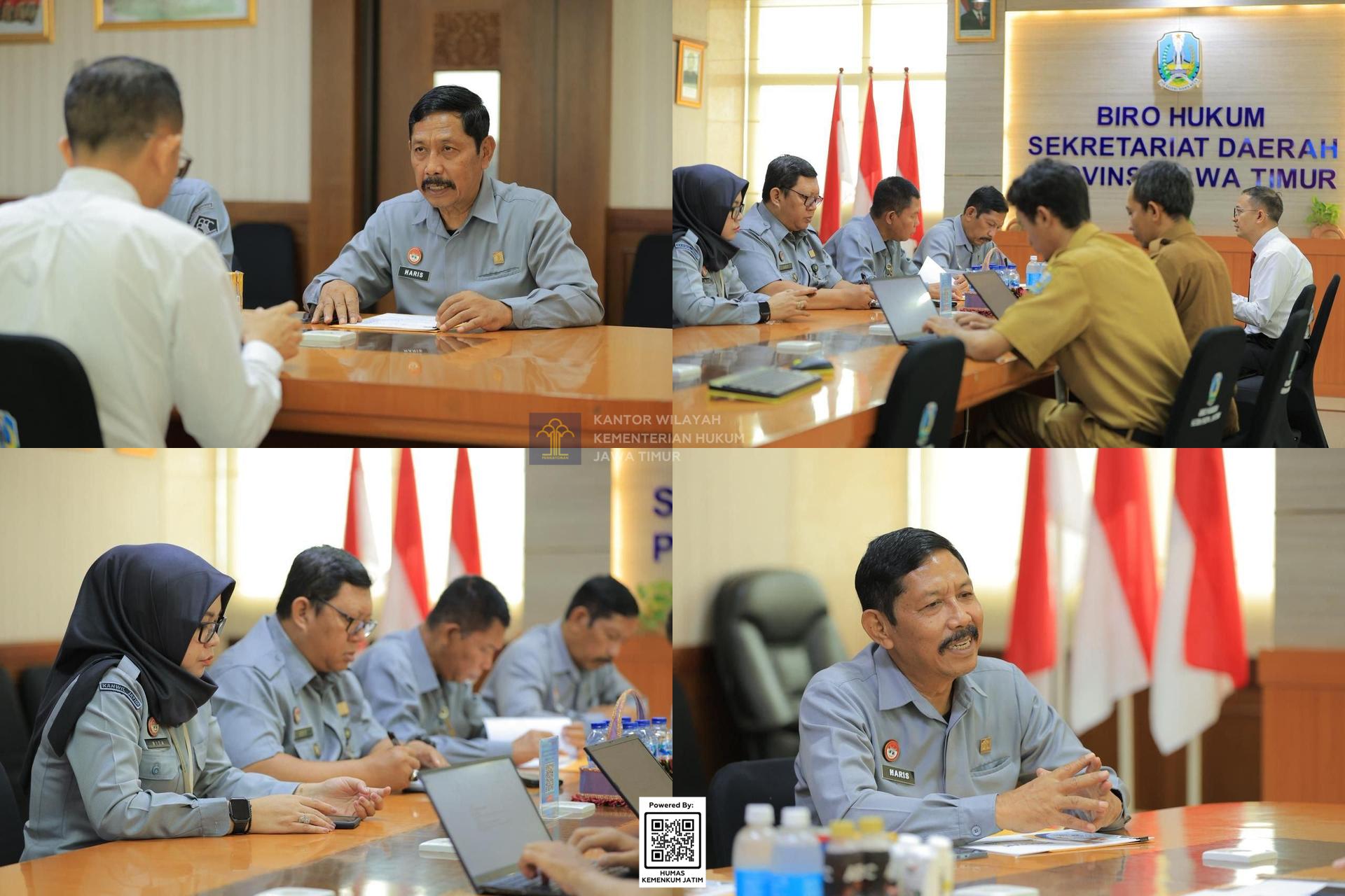 Kolase Biro Hukum Pemprov dan Kemenkum Jatim Bahas Optimalisasi Posbankum dan Pembinaan Paralegal Desa