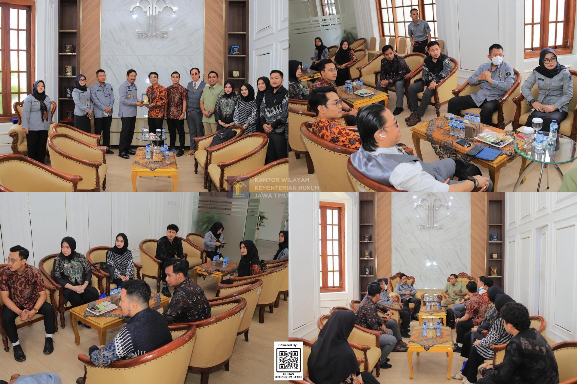 Kolase Kanwil Kemenkum Jatim Terima Audiensi USG, Dorong Penguatan Akreditasi dan Pendaftaran KI