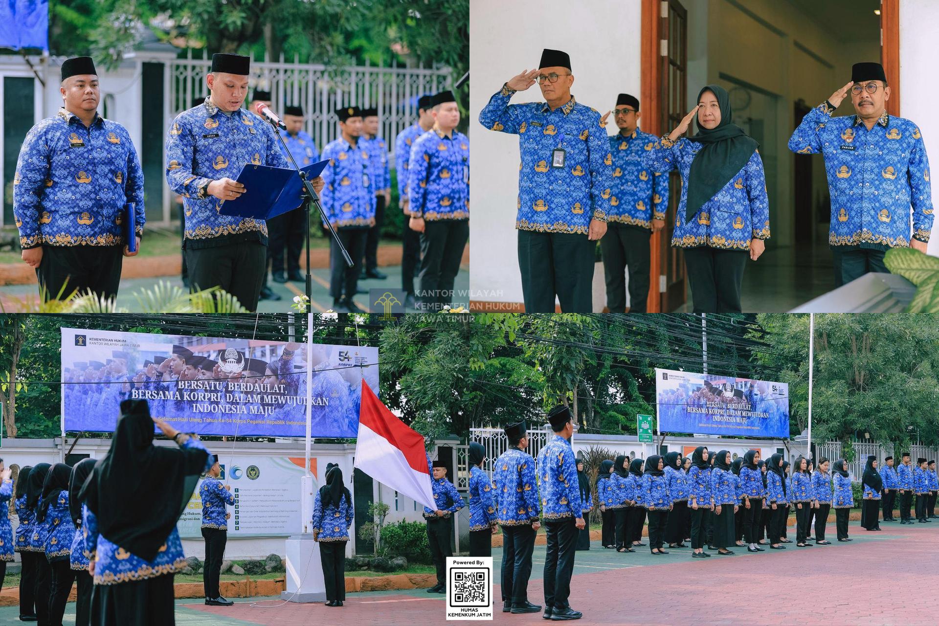 Kolase Momentum HUT ke-54 KORPRI, Kanwil Kemenkum Jatim Kokohkan Soliditas ASN Menuju Indonesia Maju